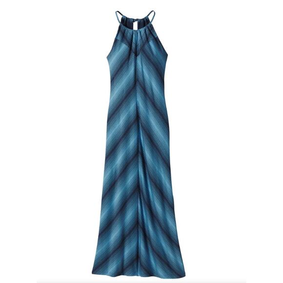 Patagonia Kamala Keyhole Dress Blue Geometric Design Maxi XS - Picture 1 of 10
